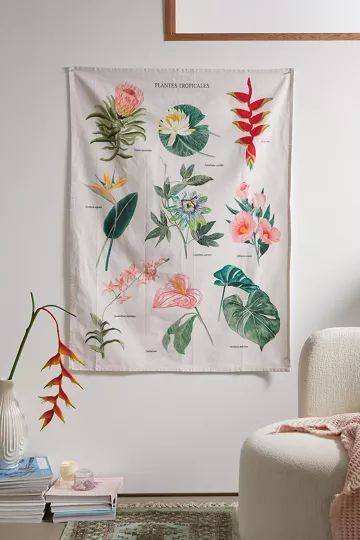 Botanical Wildflower Reference Chart Tapestry | Urban Outfitters (US and RoW)