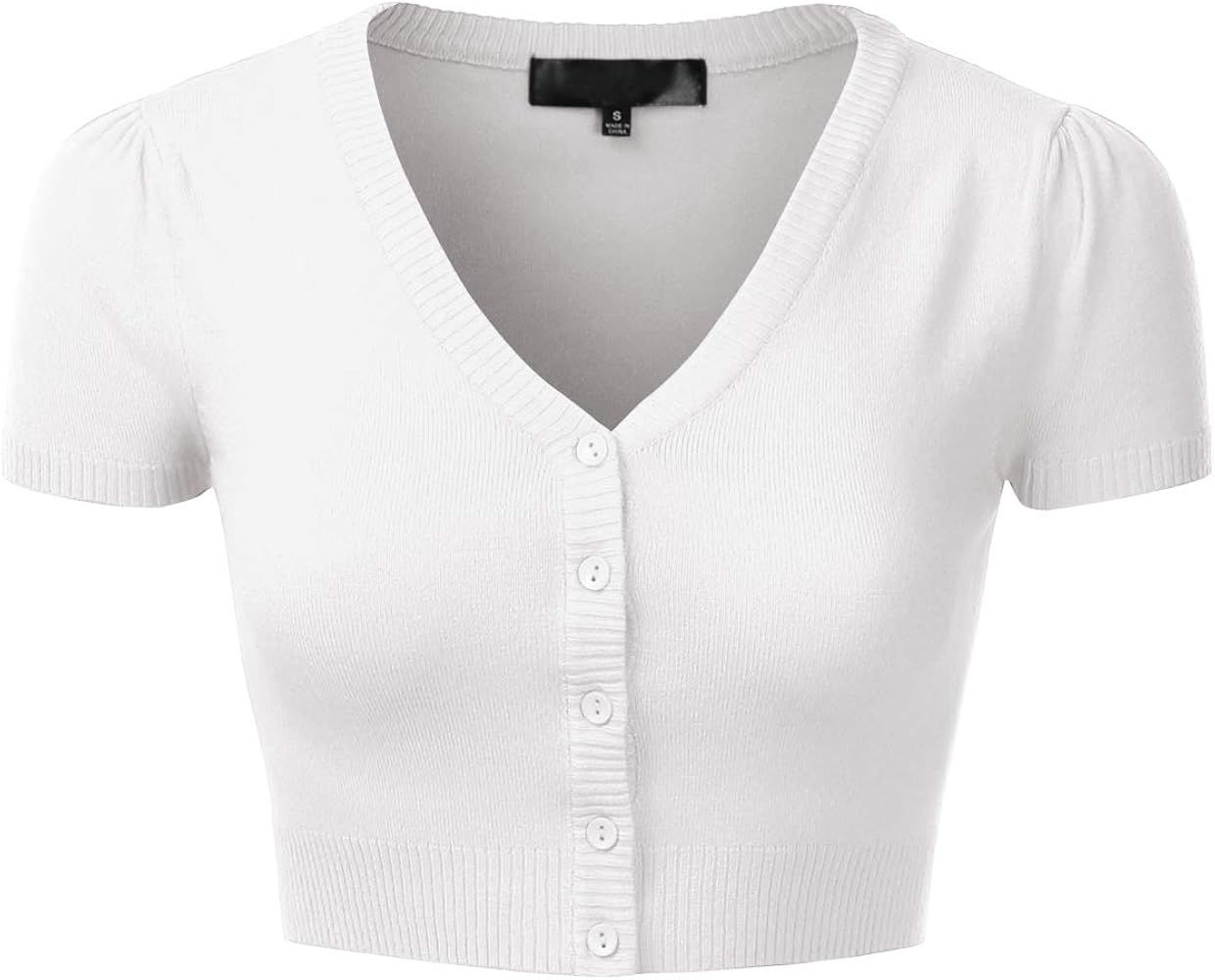 Women's Fitted V-Neck Bolero Shrug Cropped Short Sleeve Cardigan Sweater (S-3X) | Amazon (US)