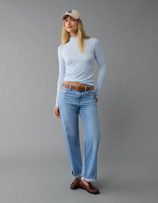 AE Soft & Sexy Long-Sleeve Mock Neck T-Shirt | American Eagle Outfitters (US & CA)