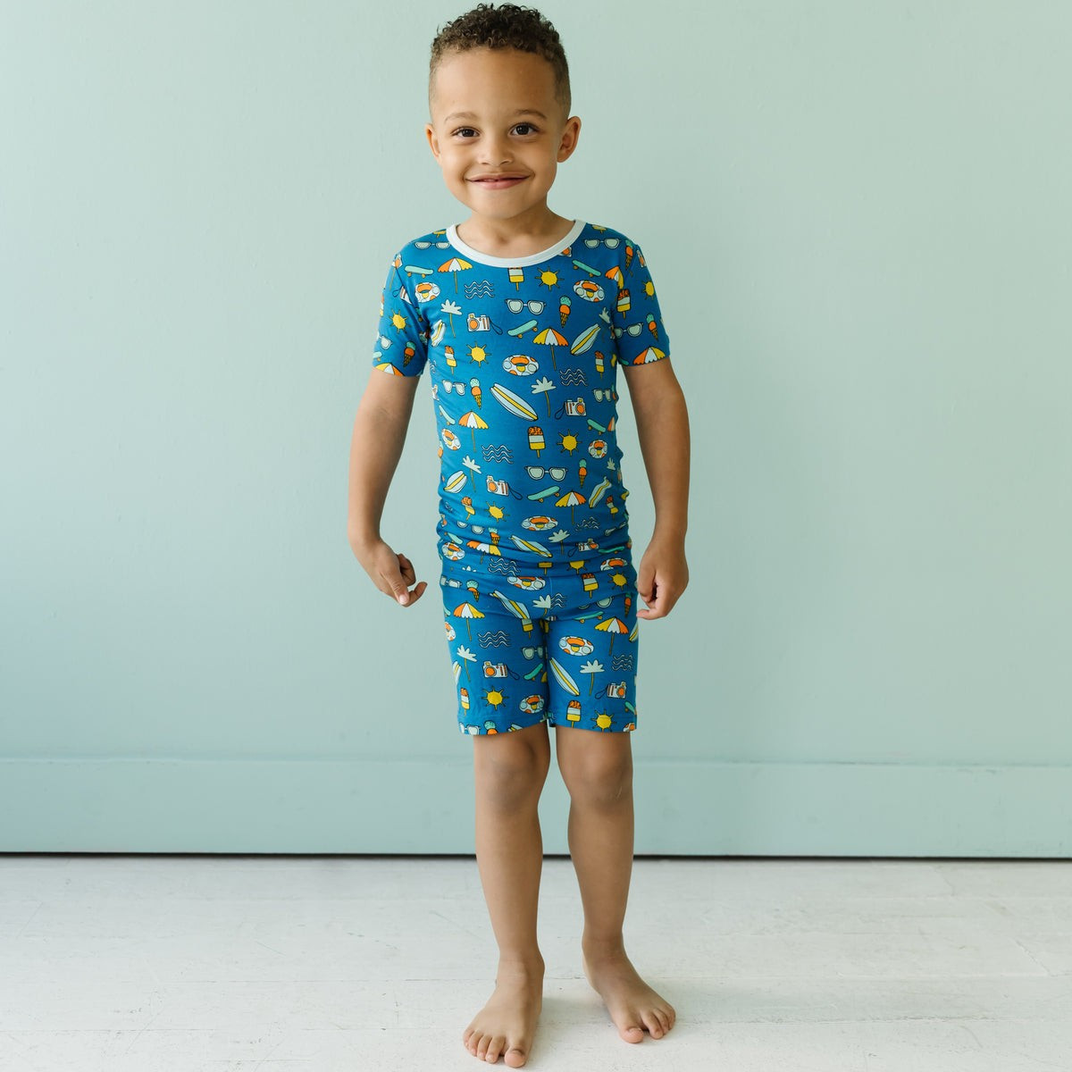Surf's Up Two-Piece Short Sleeve & Shorts Bamboo Viscose Pajama Set | Little Sleepies