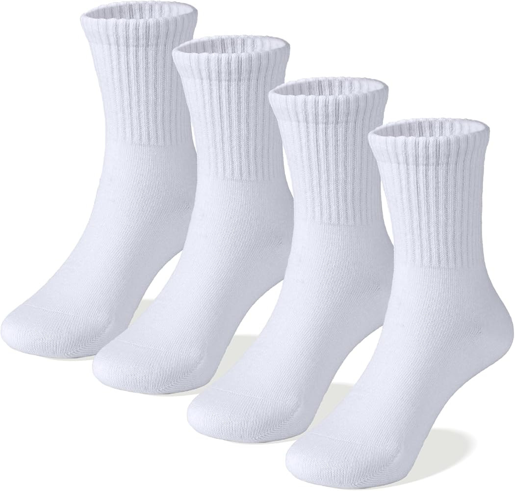 COTTON DAY Unisex School Kids Boys Girls Soft Cotton Black White Gray Navy Khaki Athletic Socks w... | Amazon (US)