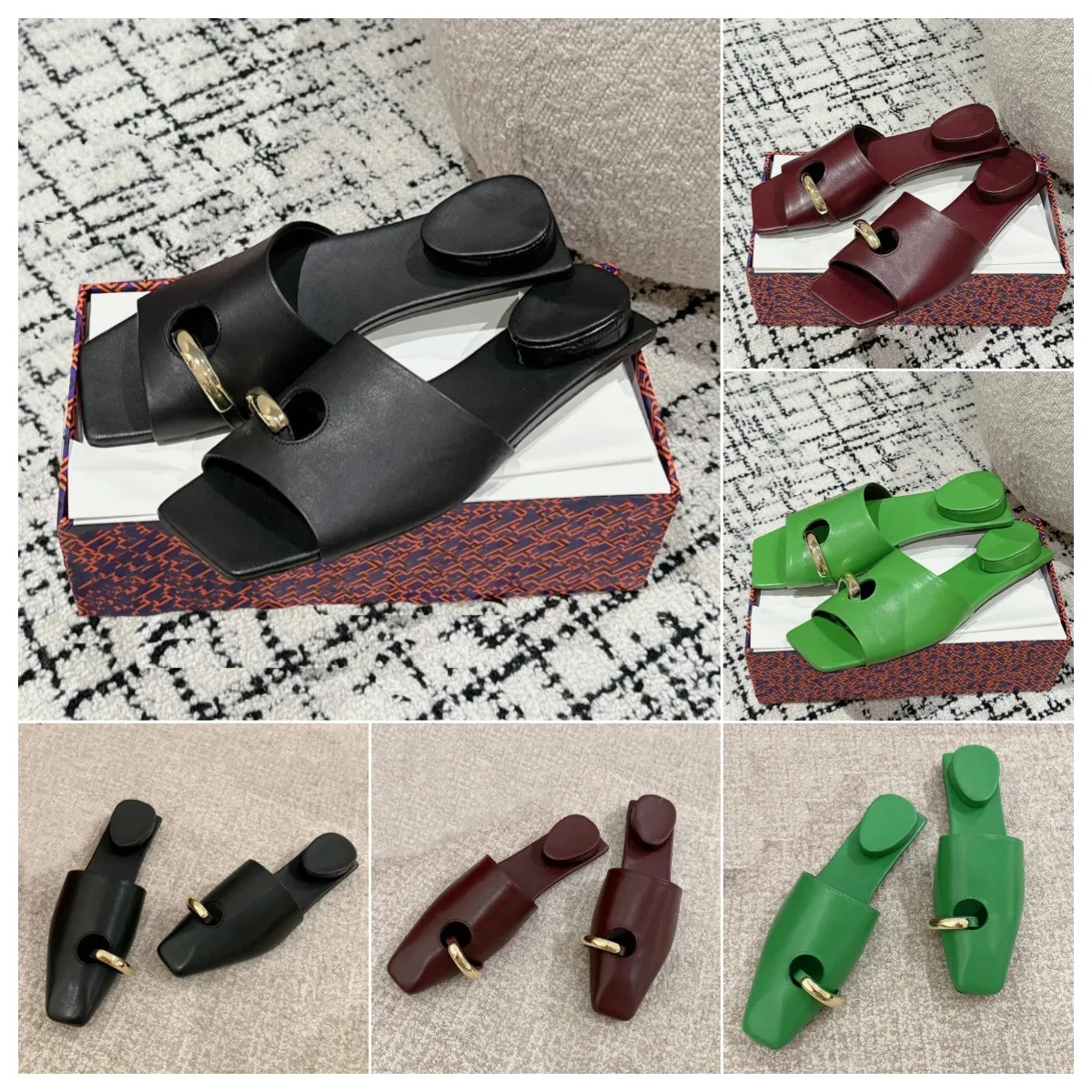 New Fashion Shoes High-texture leather material Inverted heel ring slippers Soft comfortable shoe... | DHGate