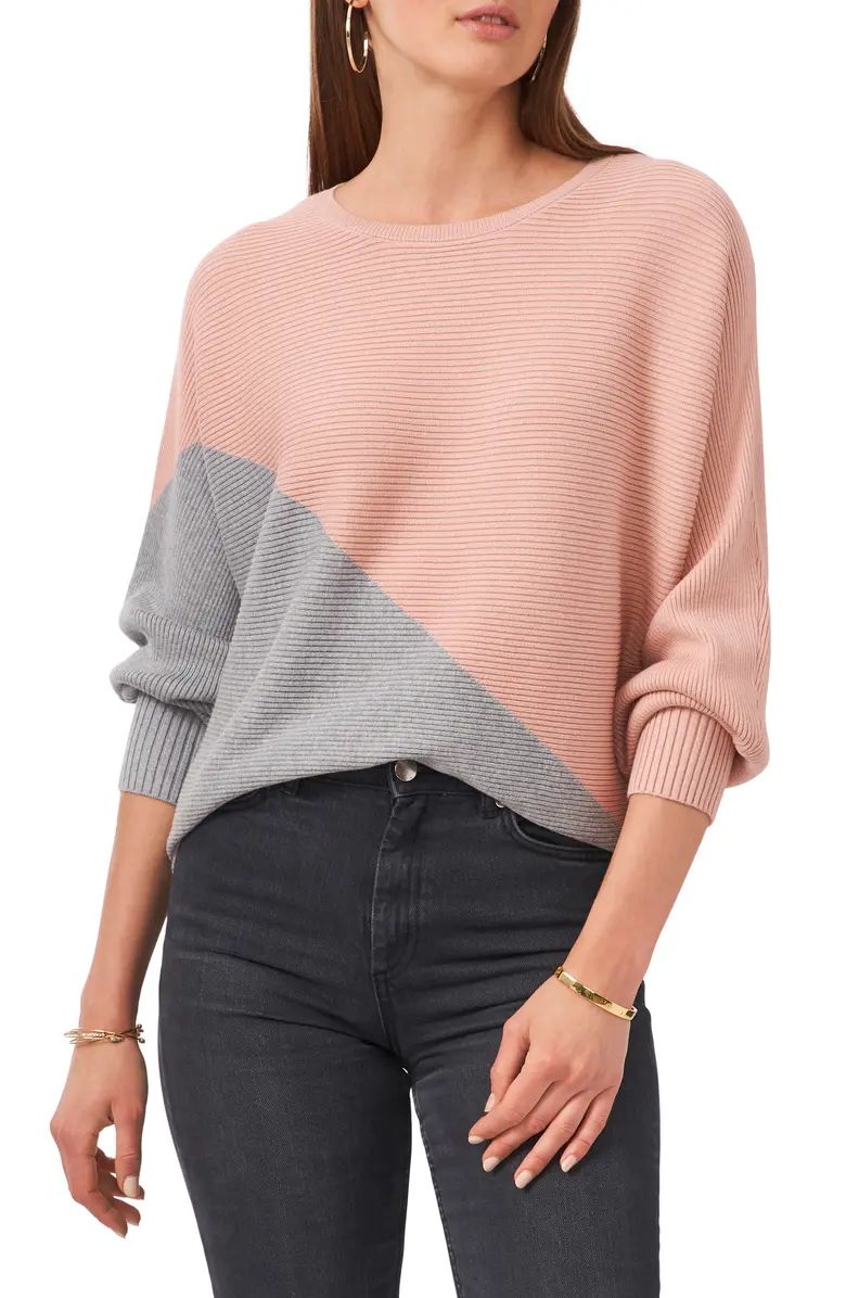 Asymmetric Colorblock Cotton Blend Sweater | Nordstrom