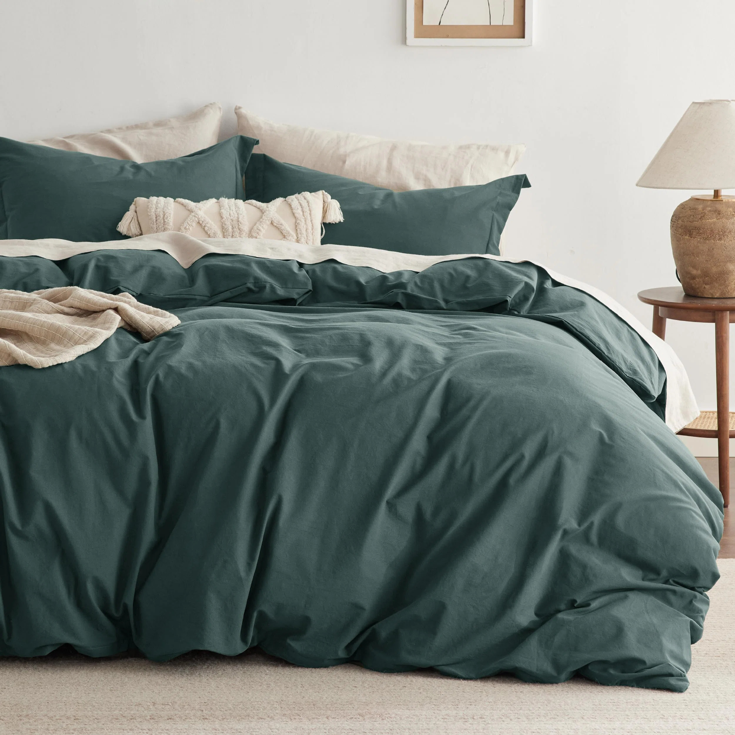 Bedsure 100% Washed Cotton Duvet Cover With Pillow Sham | Wayfair North America