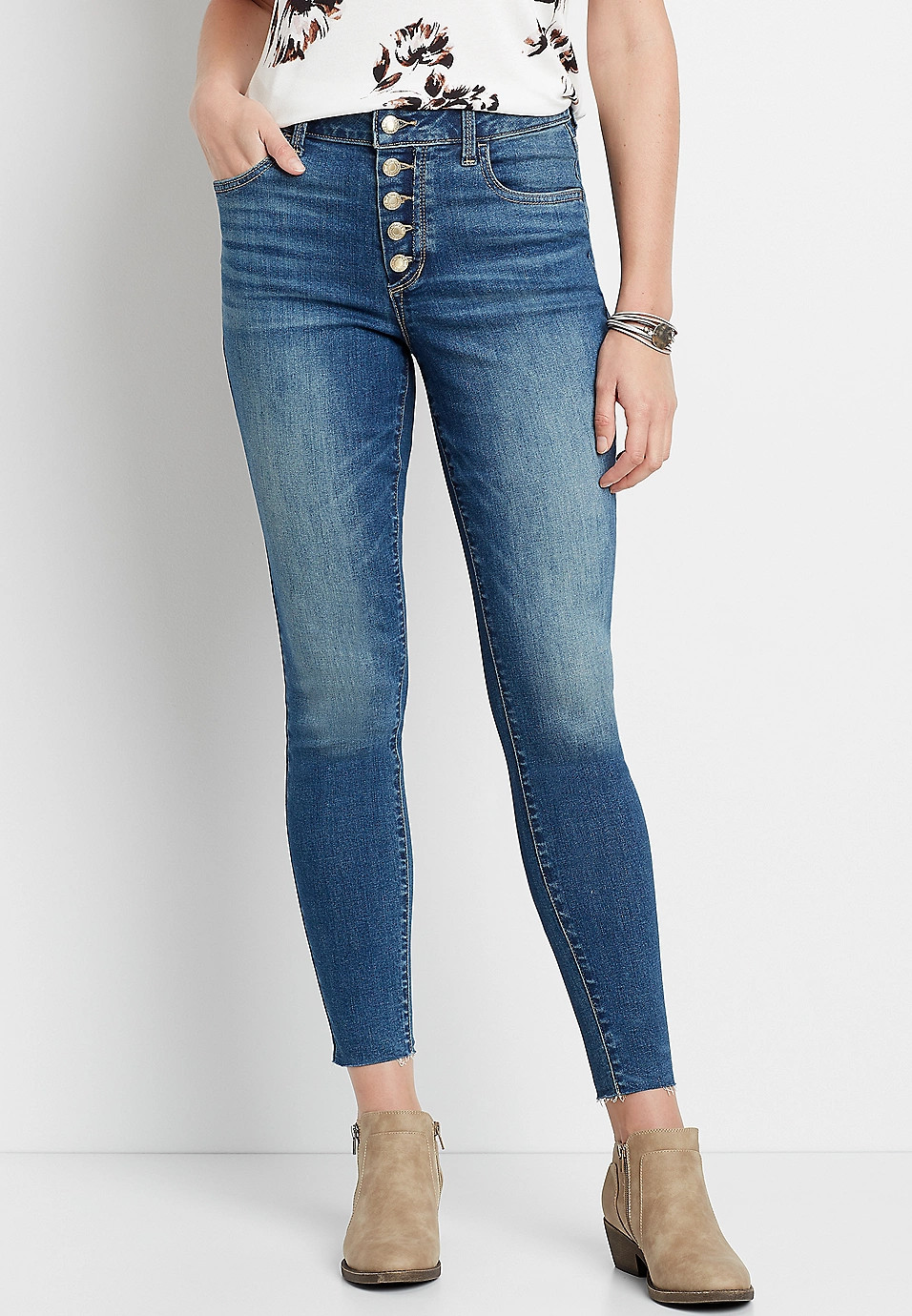 DenimFlex™ High Rise Dark Button Fly Jegging | Maurices