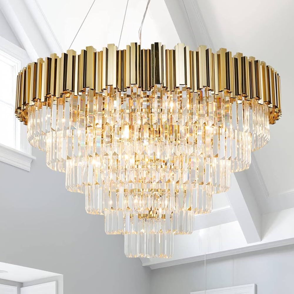 Akeelighting Crystal Chandelier Gold Chandeliers Modern 6 Tier High Ceiling Foyer Staircase Chand... | Amazon (US)