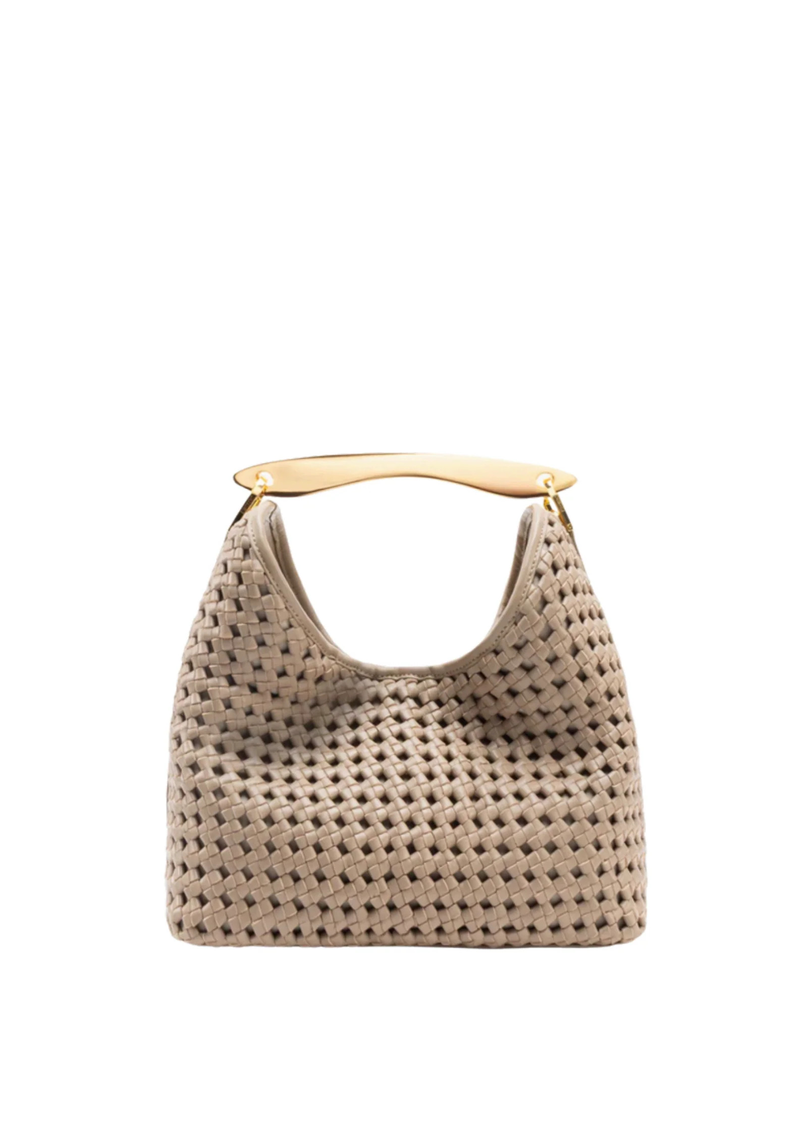 Small Boomerang Woven Leather Taupe - Woven Handbags for Women - Elleme | Elleme