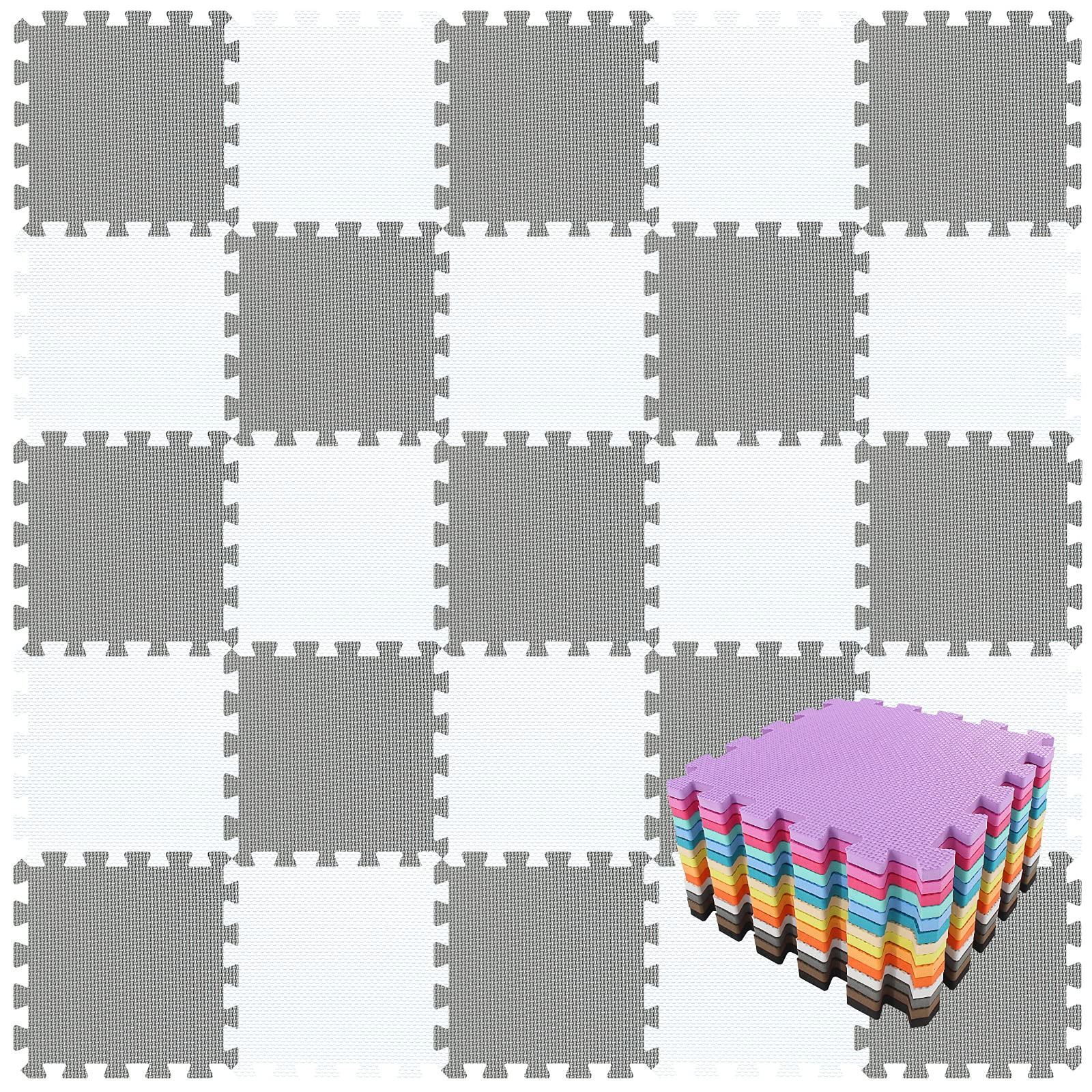 qqpp EVA Rubber 18 Tiles Interlocking Puzzle Foam Floor Mats - Baby Play Mat for Playing | Exerci... | Amazon (US)