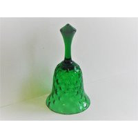 Large Vintage Emerald Green Glass Bell Bull's Eye Bubble Pattern | Etsy (US)