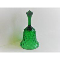 Large Vintage Emerald Green Glass Bell Bull's Eye Bubble Pattern | Etsy (US)
