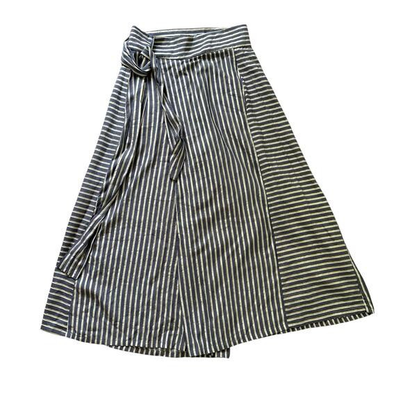 Eva Franco blue, gold & white striped wide leg pants size 4 | Poshmark