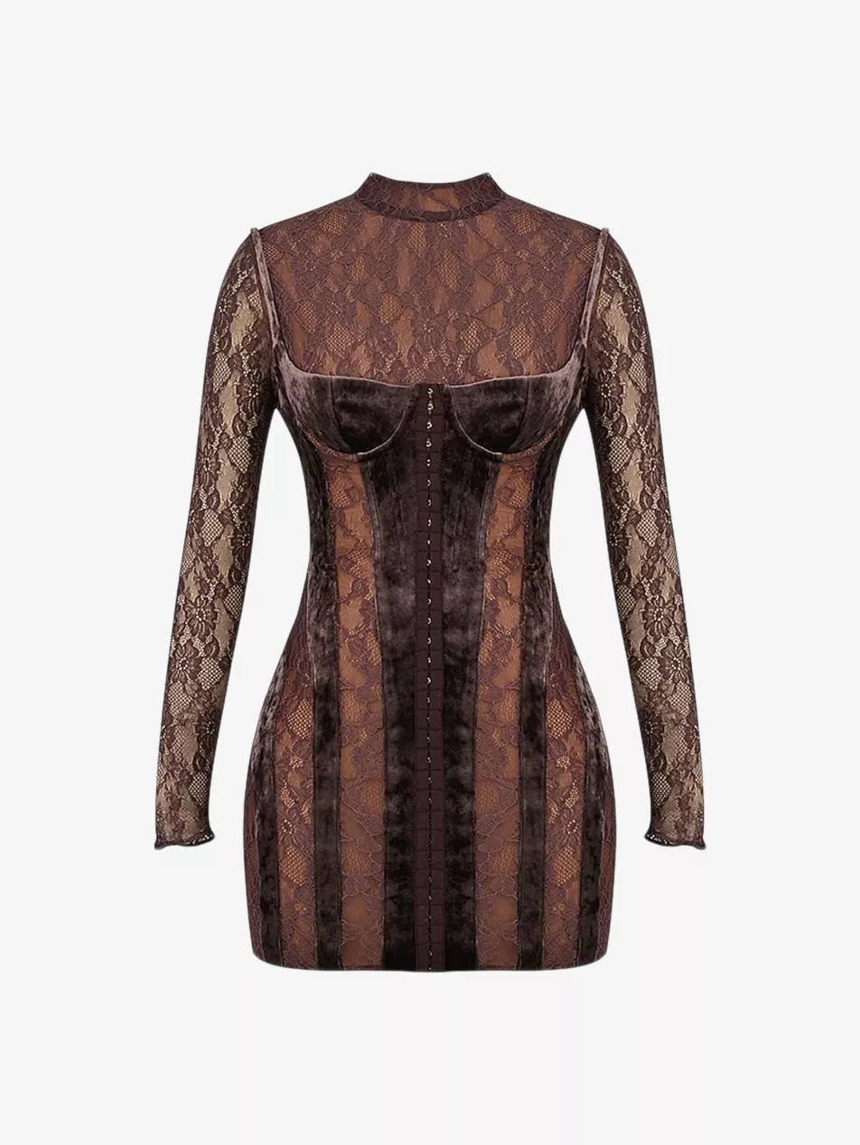 Marica crushed-velvet stretch-lace mini dress | Selfridges