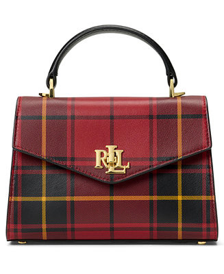 Plaid Leather Small Farrah Satchel Bag | Macy's