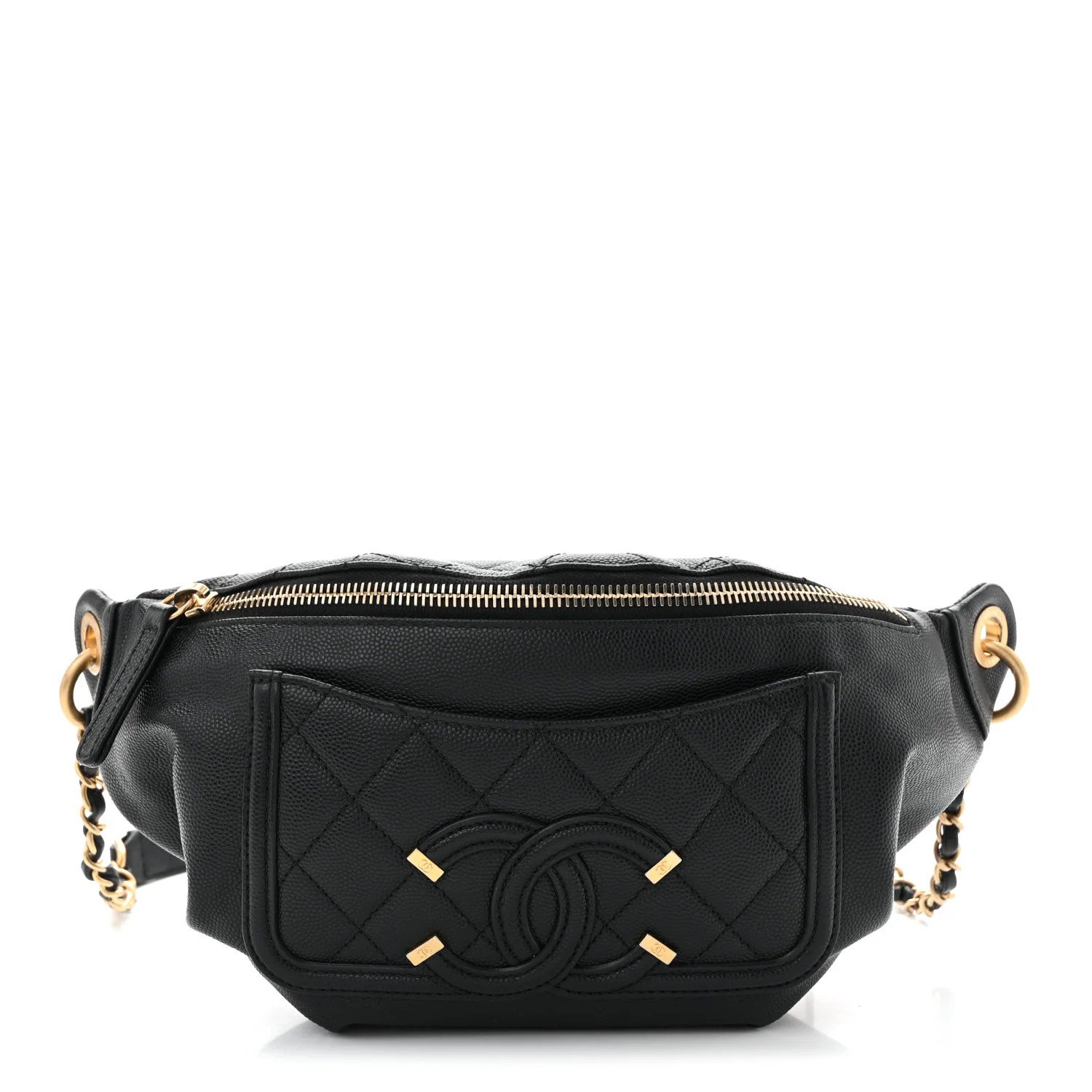 Chanel Caviar Quilted Filigree Waist Bag Black 1907755 | FASHIONPHILE (US)