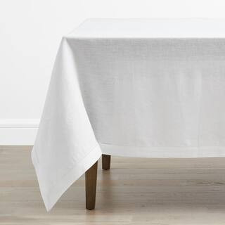Linen 70 in. X 90 in. Solid White Tablecloth | The Home Depot