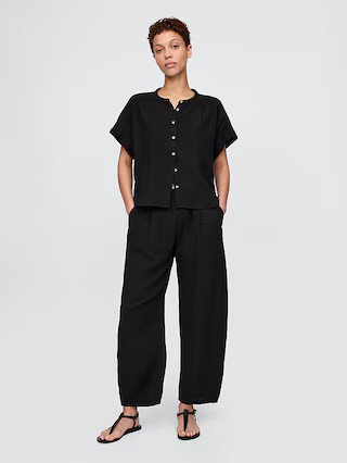 Crinkle Gauze Easy Barrel Pants | Gap (US)