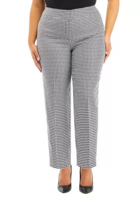 Kasper Women's Plus Size Slim Houndstooth Pants, 22W | Belk
