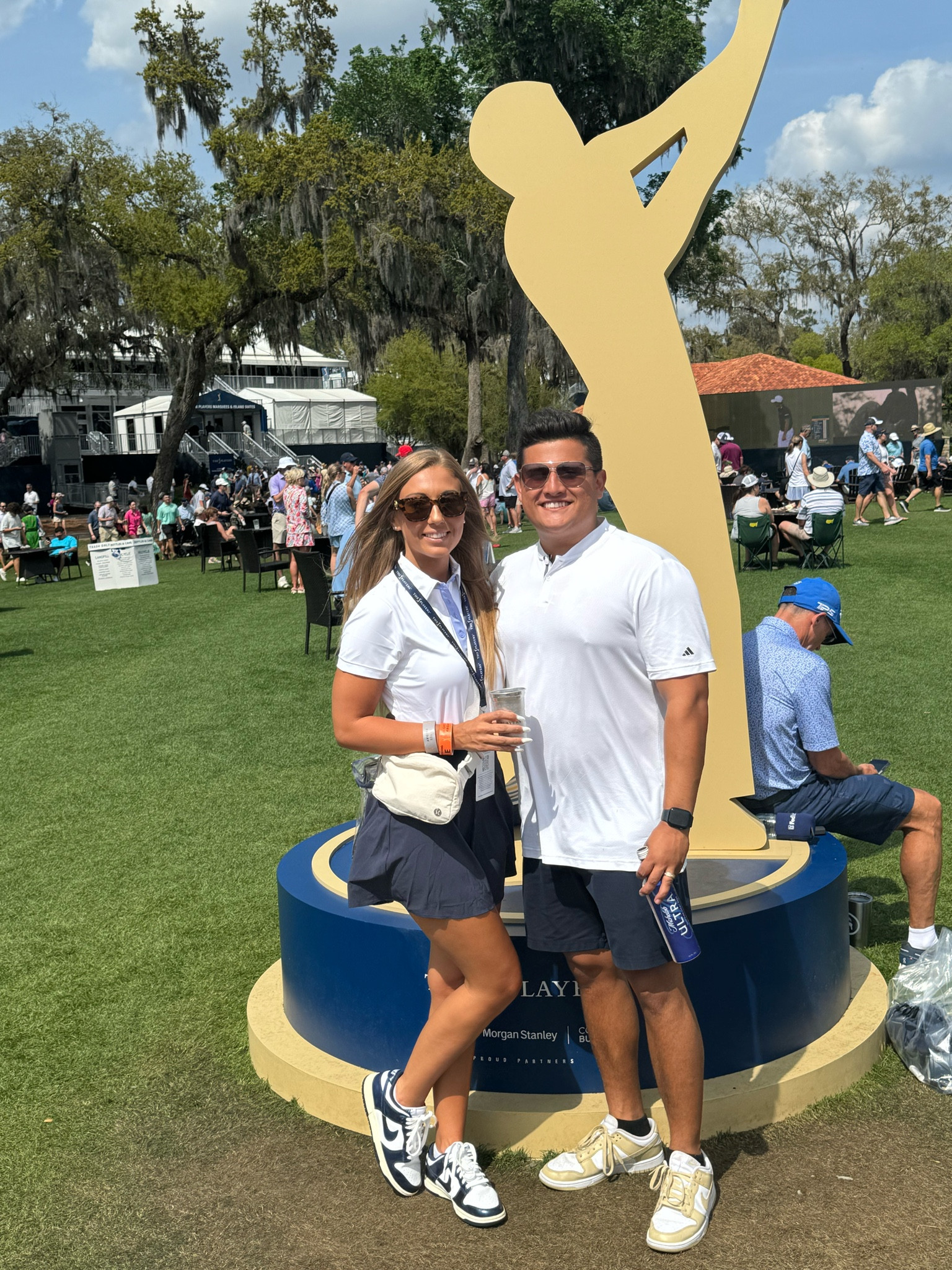 Both women’s and men’s golf outfits! Men’s polo on sale now! Also included shoes. Skirt wearing size XS. Belt bag is in color white opal! We wore these fits to THE PLAYERS Championship. Perfect for playing and watching golf :)

#LTKstyletip #LTKfitness #LTKsalealert