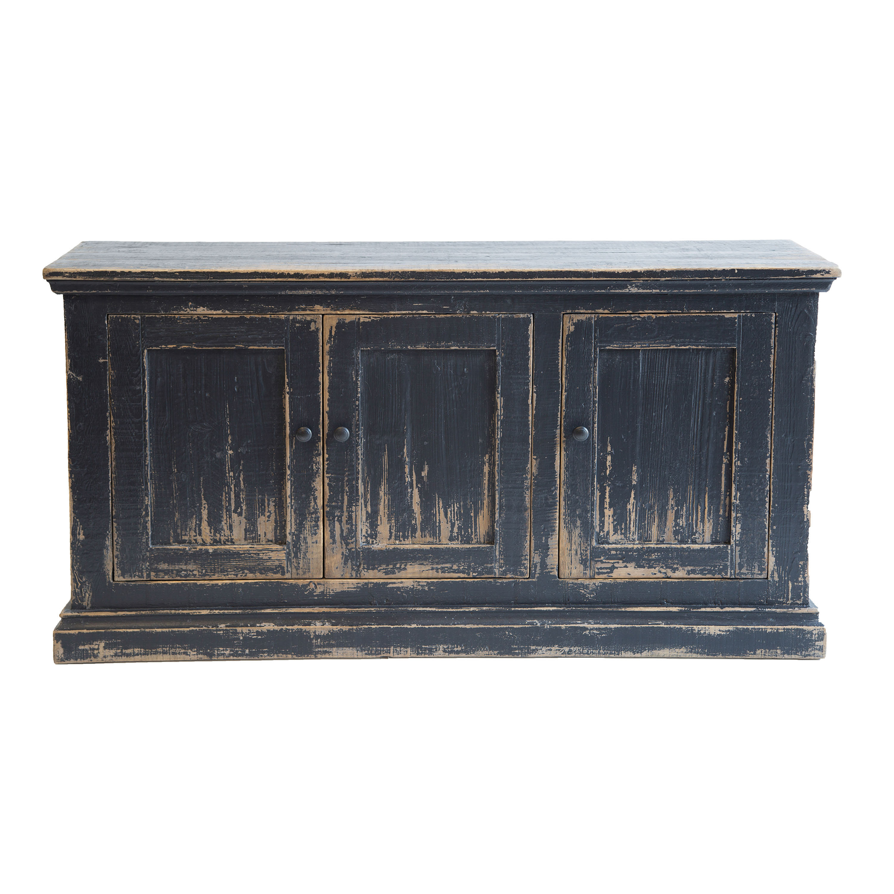 Coburg Antique Black Reclaimed Pine 3 Door Storage Cabinet | World Market
