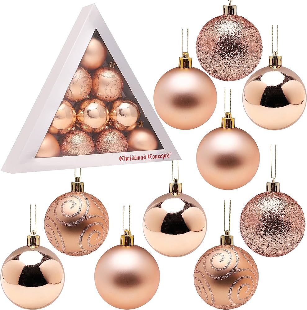 Christmas Concepts® Pack of 10-60mm Christmas Tree Baubles - Shiny, Matte & Glitter Decorated Or... | Amazon (US)