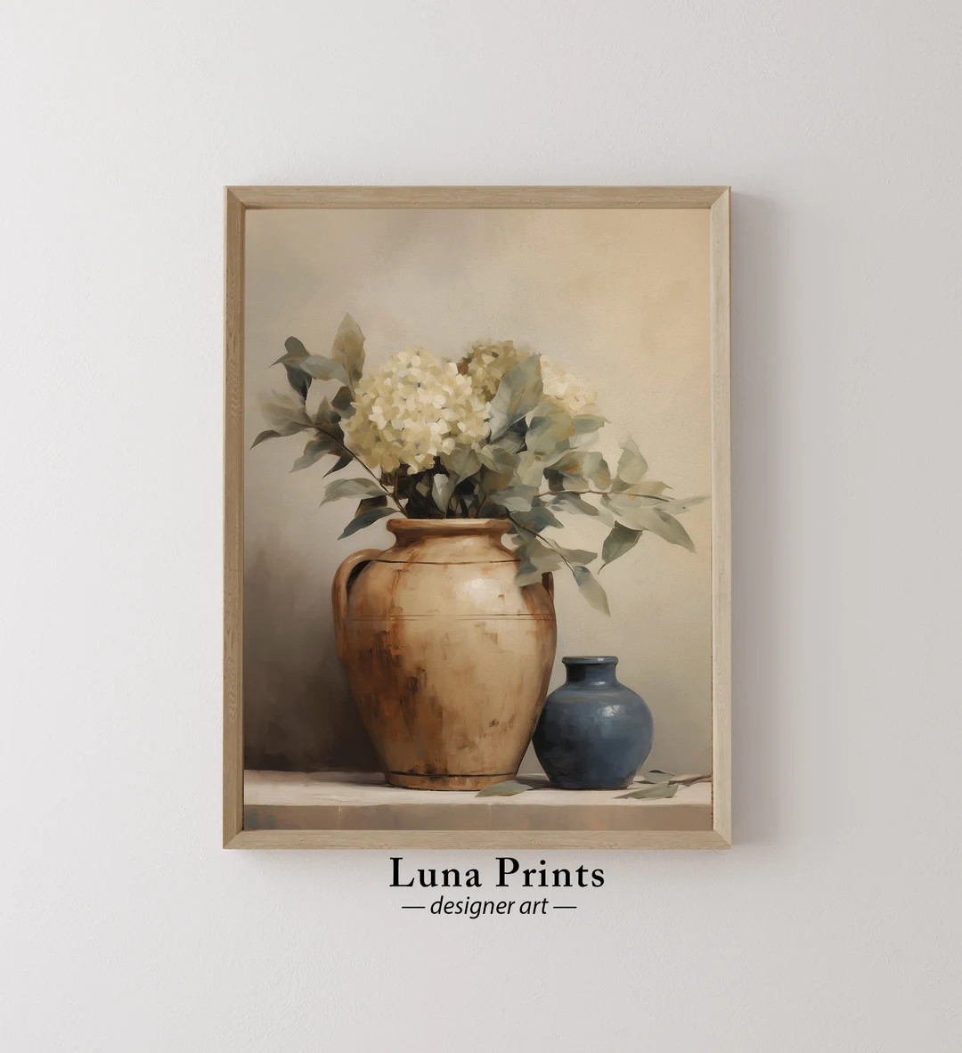 Hydrangeas Painting, PRINTABLE ART, Vintage Still Life Art, Florals in a Aged Pottery, Muted Tone... | Etsy (US)