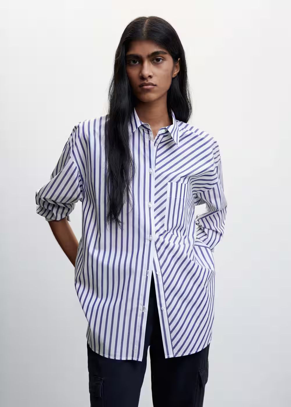 Striped cotton shirt -  Women | Mango USA | MANGO (US)