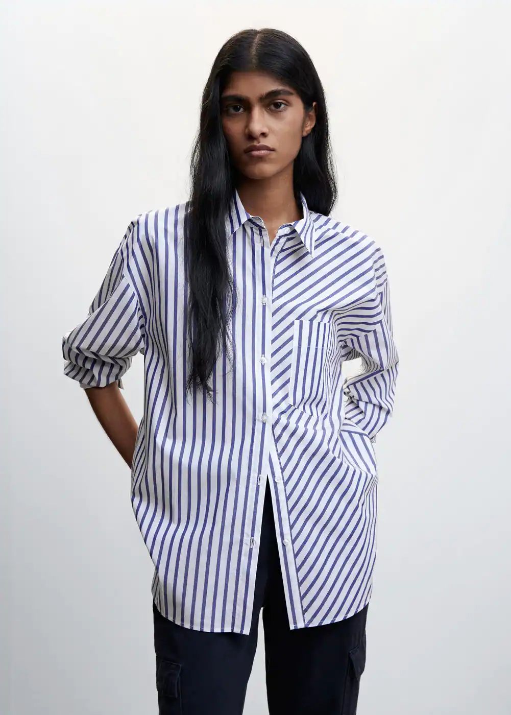 Striped cotton shirt -  Women | Mango USA | MANGO (US)