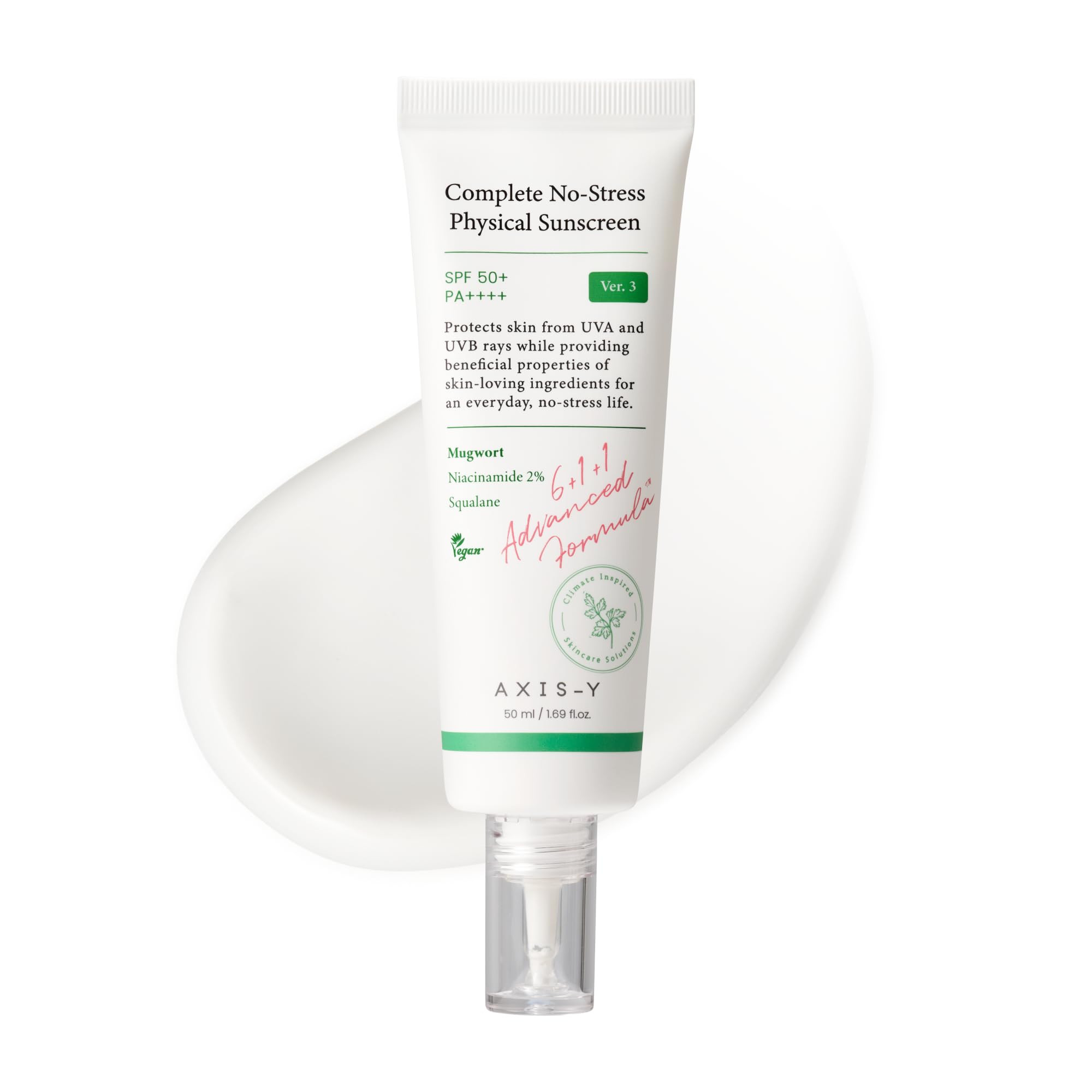 AXIS-Y Complete No-Stress Physical Sunscreen V3 - SPF 50 Mineral Face Sunscreen Moisturizer with ... | Amazon (US)