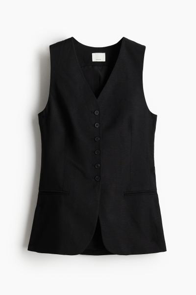 Linen-blend suit waistcoat - Black - Ladies | H&M GB | H&M (UK, MY, IN, SG, PH, TW, HK)