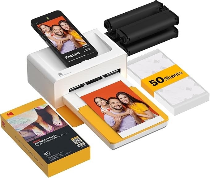 Amazon find KODAK Dock Plus 4x6'' Photo Printer, 50 Sheets, Docking & Bluetooth Smartphone Printer for iPhone & Android, Instant Color Prints, 4PASS Dye Sublimation