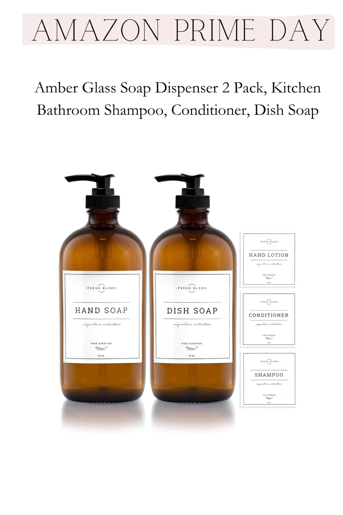 Glass Soap Dispenser (2) 
Conditioner, shampoo, dish soap, hand soap and they come with labels

#LTKxPrime #LTKhome #LTKfindsunder50