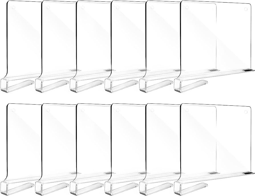 Fixwal 12pcs Shelf Dividers for Closet Organization Acrylic Shelf Divider for Wooden Shelving, Wo... | Amazon (US)