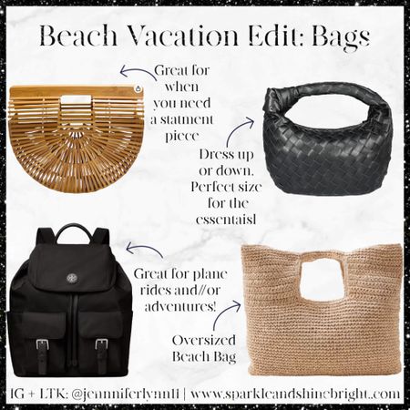 Beach Vacation Edit: Bags

I try to keep the amount of bags I pack to a minimum. These are what I would pack for all types of occasions on a beach vacation! 

#LTKitbag #LTKtravel #LTKFind