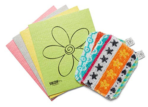 Skoy Bundle, 2-Pack Skoy Scrub, and 4-Pack Skoy Swedish Dishcloth, Reusable Cleaning Products for Kitchen, and Household, Planet-Friendly, Dishwasher Safe Soft Scrub, Assorted Colors | Amazon (US)
