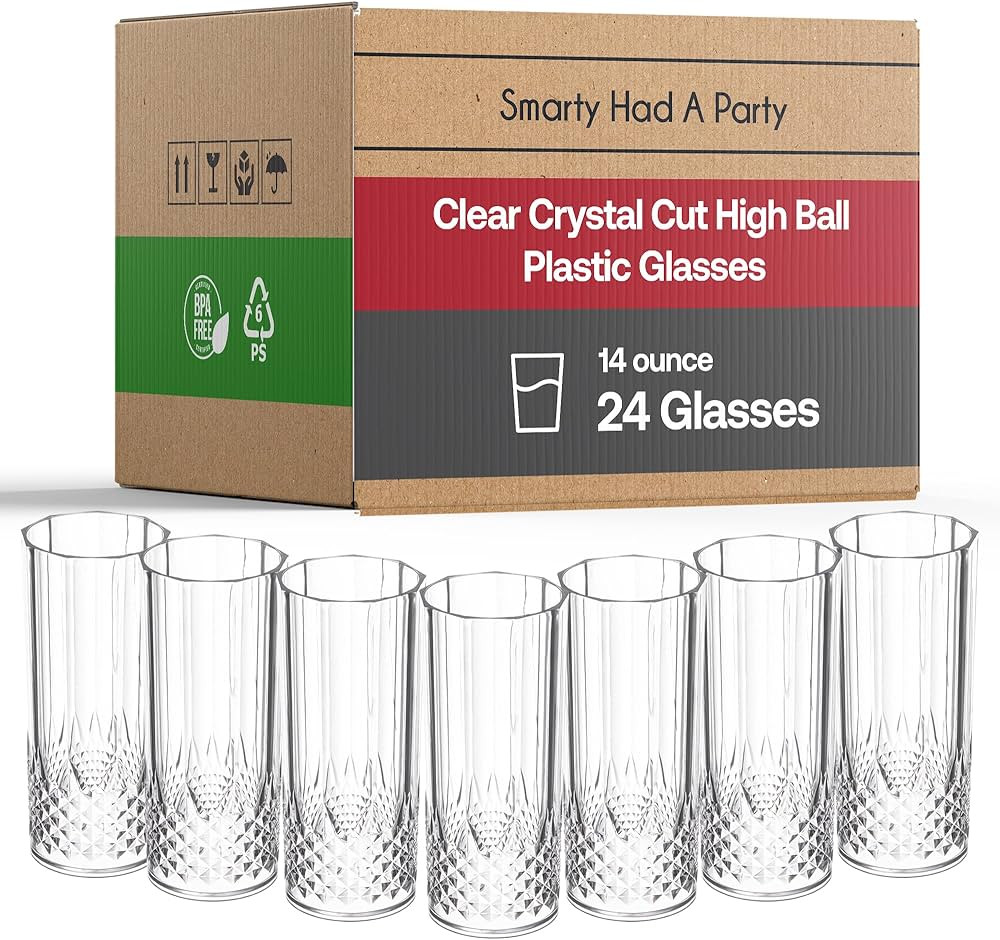 Smarty Had A Party Plastic Wine Glasses, Unbreakable Wine Glass, Hard Plastic Crystal Clear Glass... | Amazon (US)