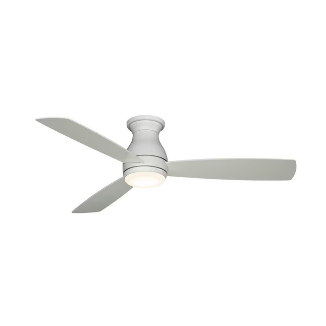 Fanimation Hugh 52-in Matte White Integrated LED Indoor/Outdoor Flush Mount Ceiling Fan with Ligh... | Lowe's