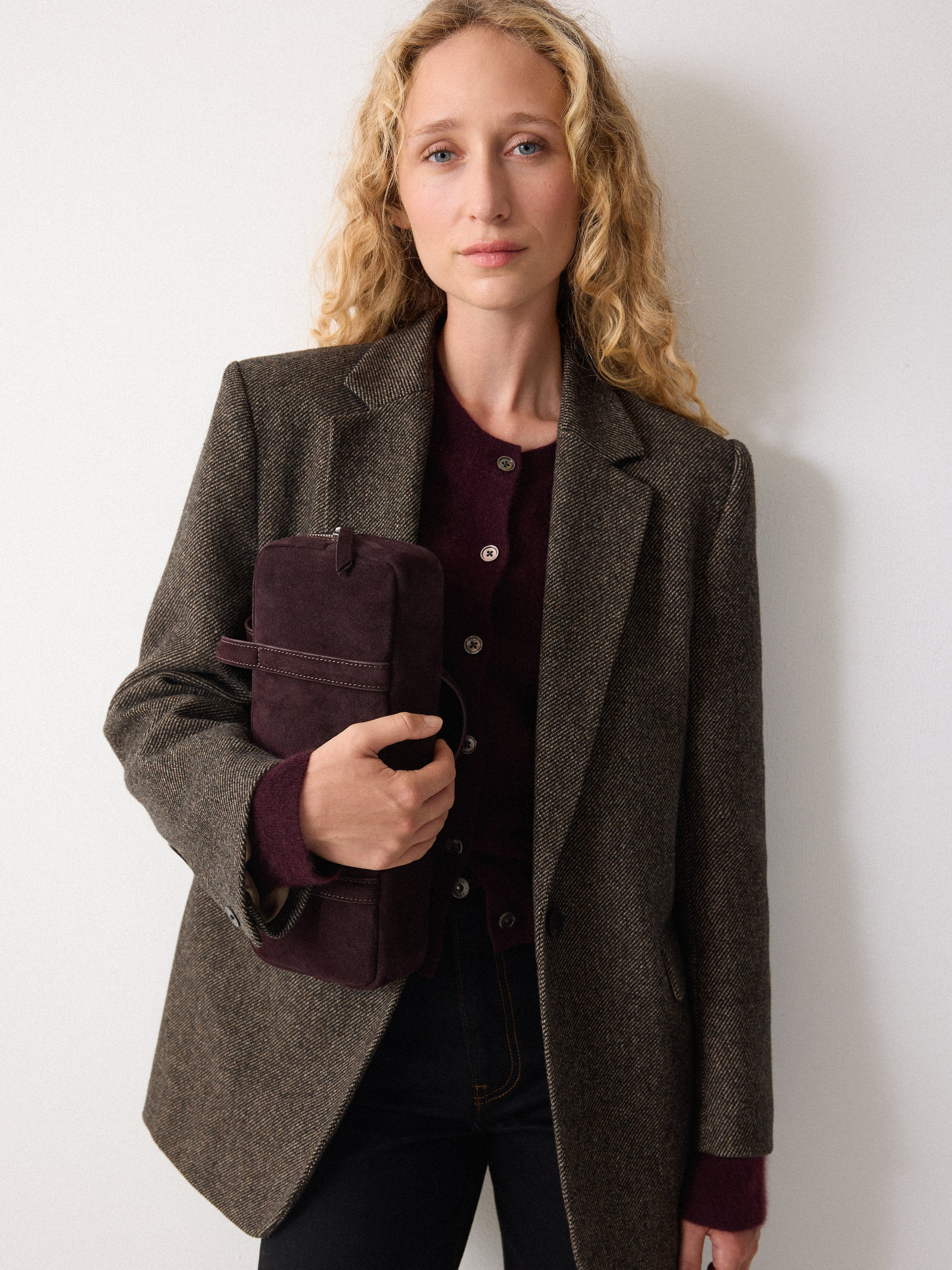 Calf Hair Leather Baguette Shoulder Bag | Oxblood | Jigsaw (UK)