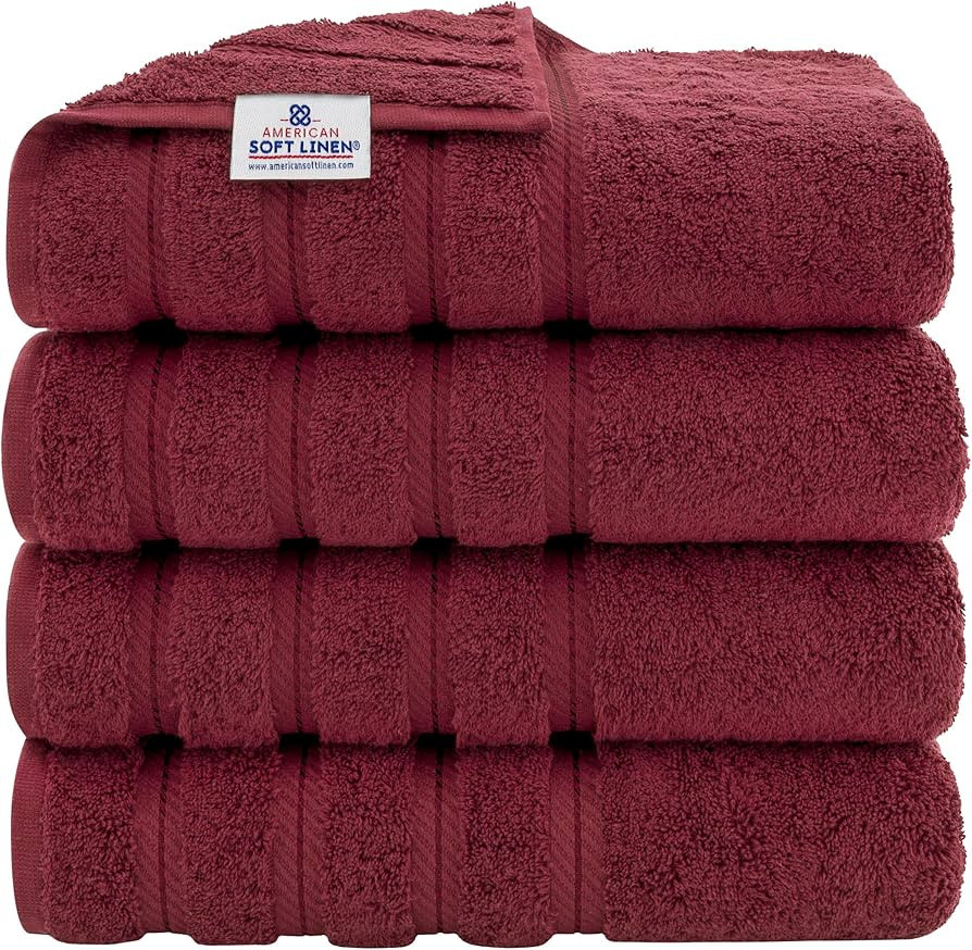 American Soft Linen Luxury 4 Piece Bath Towel Set, 600 GSM 100% Cotton Turkish Bath Towels for Ba... | Amazon (US)