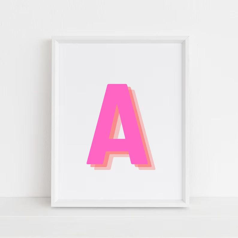 Retro 3d Letter A Print Monogram Letter Print Pink and - Etsy | Etsy (US)