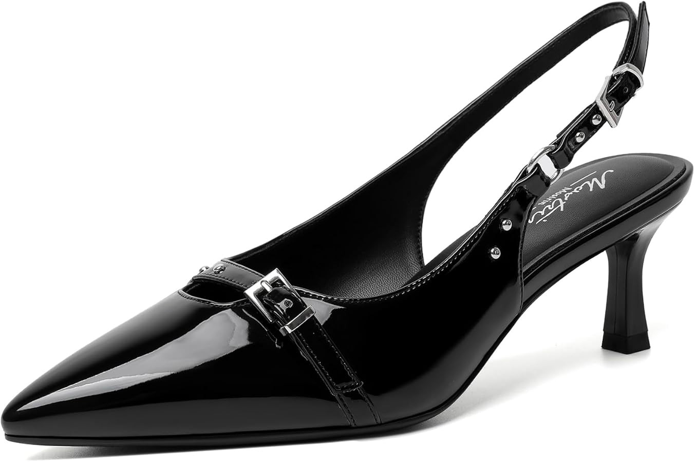 Mostrin Kitten Heels for Women Pointed Closed Toe Heels Low Pumps Shoes for Party Work Office | Amazon (US)