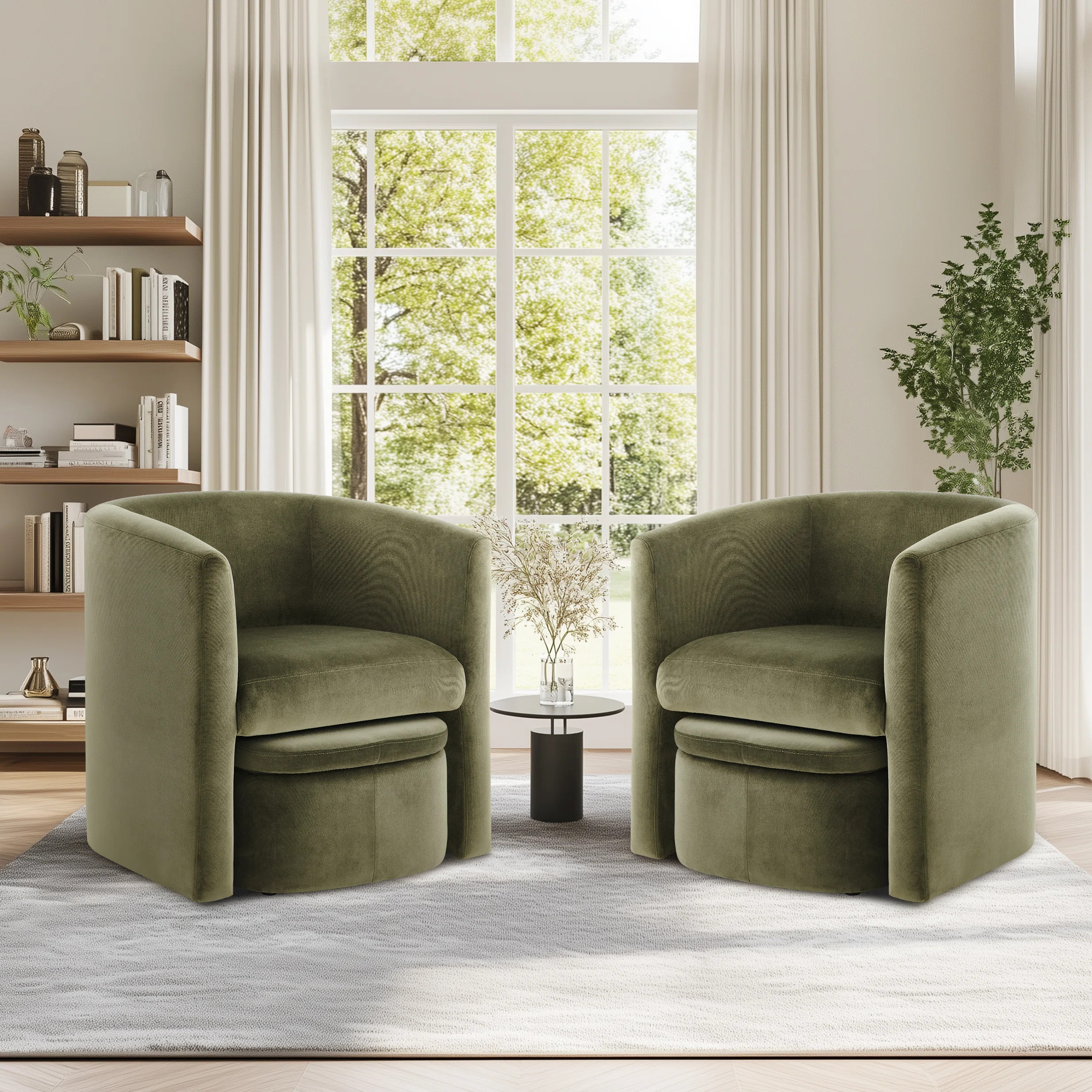 Kyah Upholstered Barrel Chair with Ottoman (Set of 2) | Wayfair North America