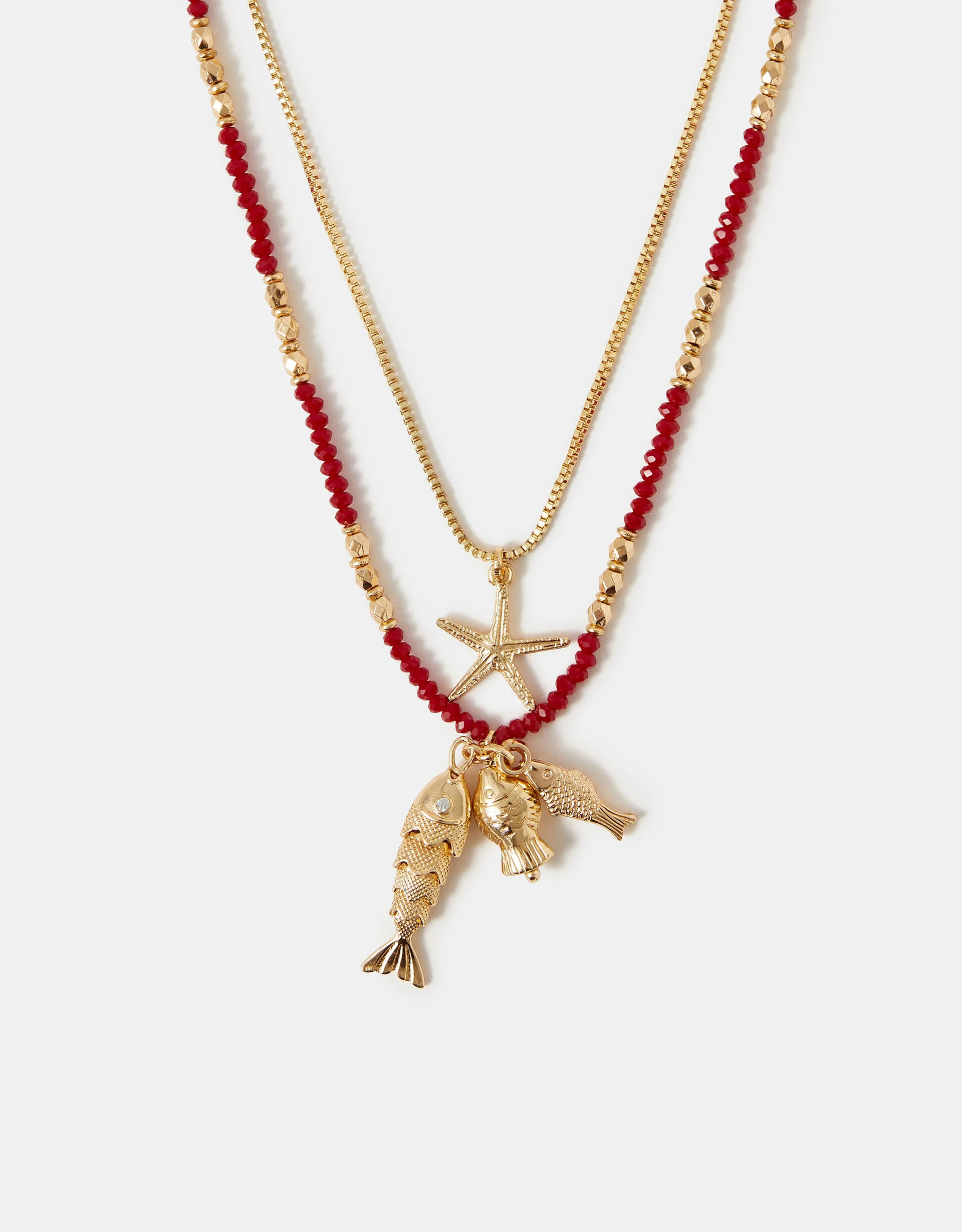 2-Pack Sardine Charm Bead Necklaces | Accessorize (Global)