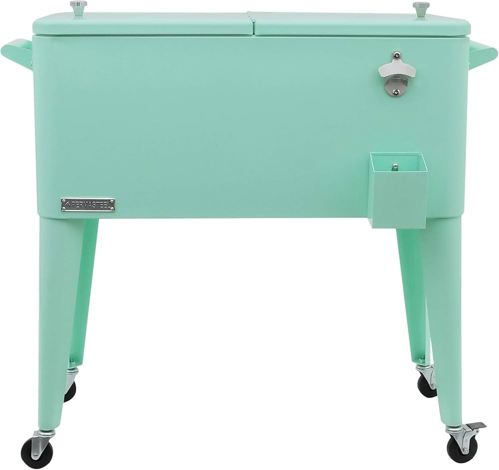 Permasteel 80-Qt Classic Outdoor Patio Cooler for Outside | Outdoor Beverage Cooler Bar Cart, Rol... | Amazon (US)