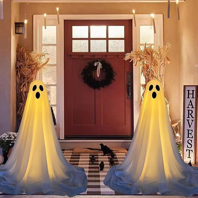 Halloween Decorations Outdoor-2PCS White Cloth Ghosts-Spooky Ghost Decor,Halloween Ghost Lights f... | Amazon (US)