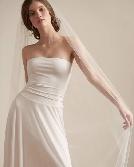 Cut Edge Bridal Veil, Wedding Veil, Simple Bridal Veil, Cathedral Length Veil, Chapel Veil, Ivory... | Etsy (US)