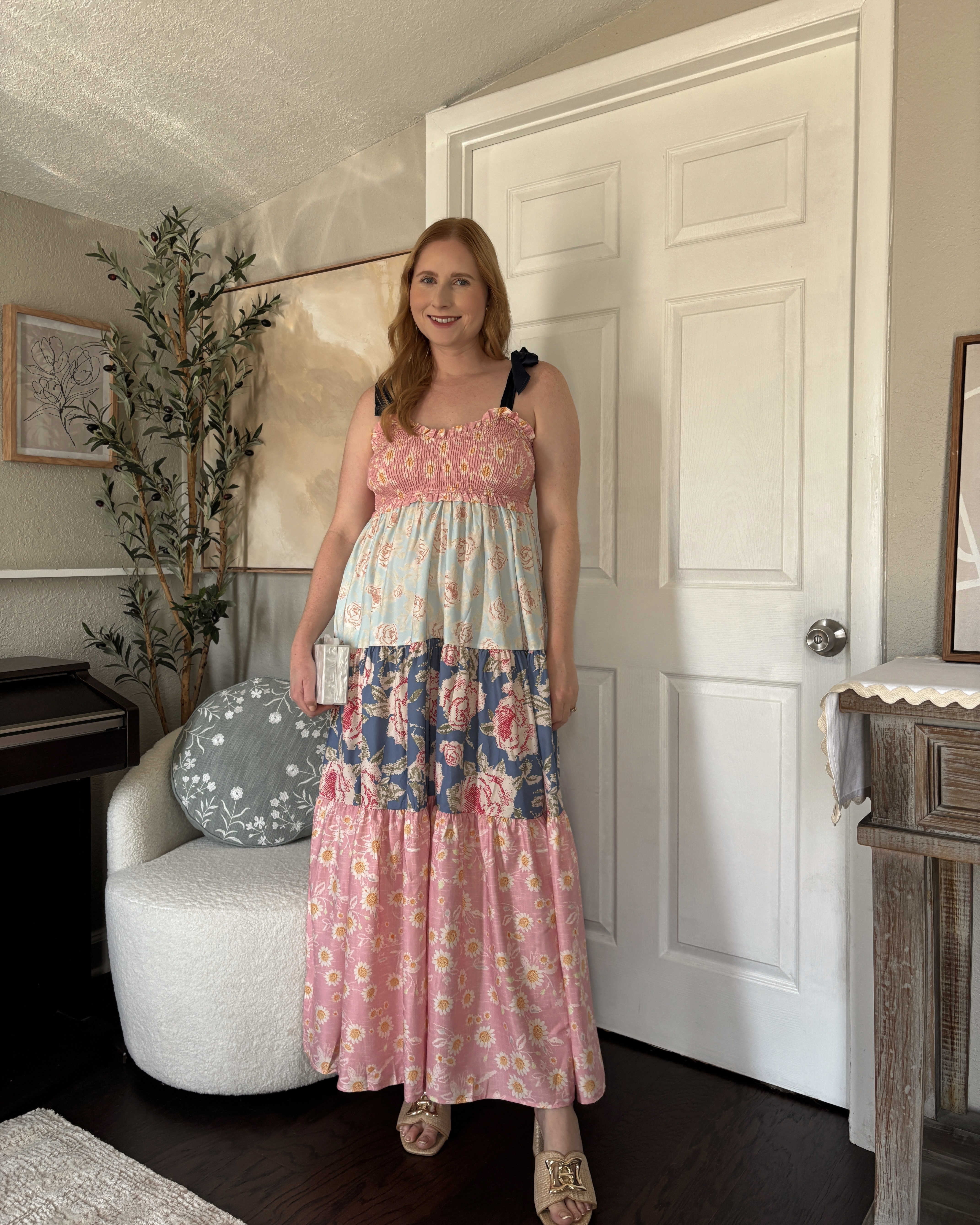 Women Summer Boho Dress Floral Printing Sleeveless Tie Shoulder Flowy Maxi Dress Y2k Beachwear Sundress size medium 

 #LTKSeasonal #LTKParties #LTKFindsUnder50