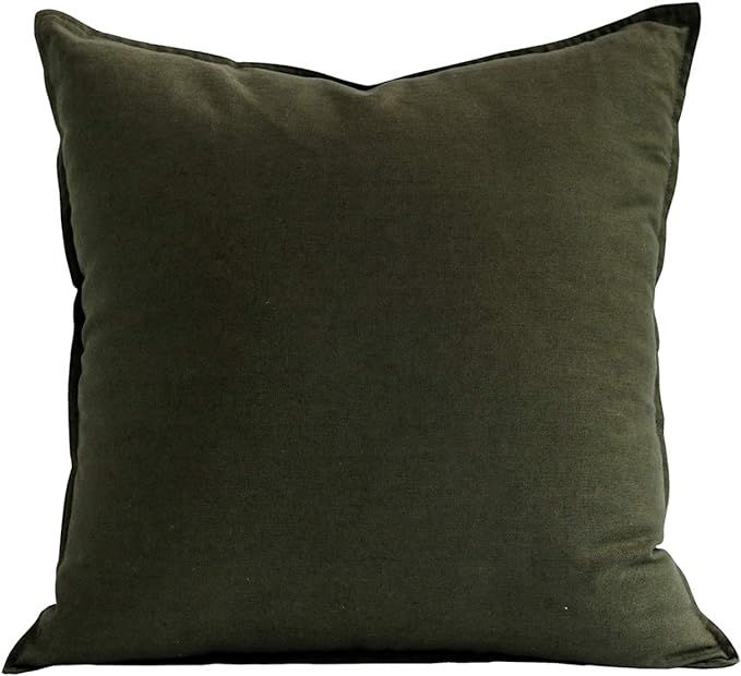 Jeanerlor 24" x 24" Natural Cotton Linen Soft Soild Decorative Square Throw Pillow Covers Green S... | Amazon (US)