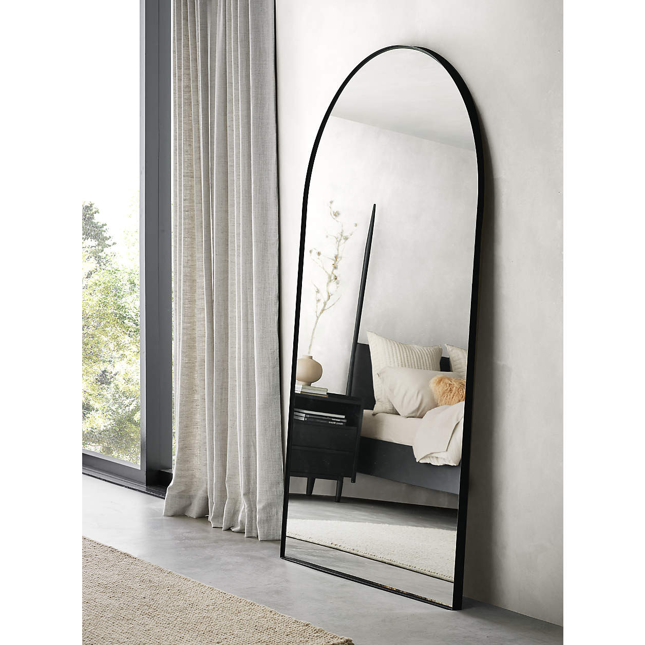 Edge Brass Arch Rectangle Floor Mirror 32"x76" + Reviews | Crate & Barrel | Crate & Barrel