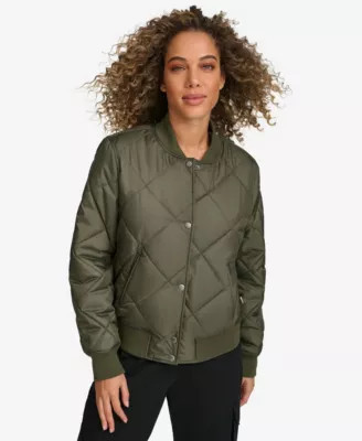Levi's Women's Diamond Quilted Sherpa-Lined Bomber, Green, Small | Belk