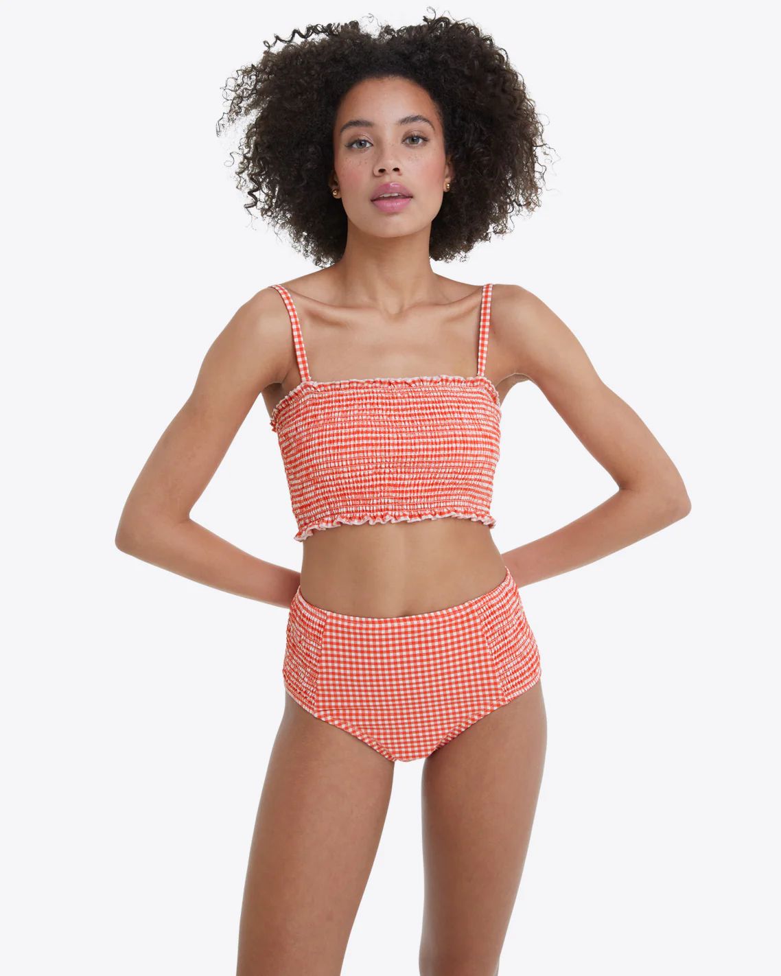 Smocked Bikini Bottom in Red Gingham | Draper James (US)